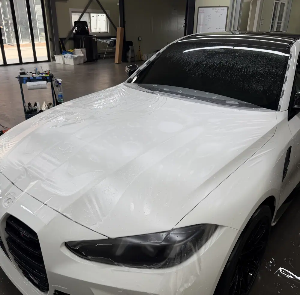 BMW M3 무광 PPF 시공 중